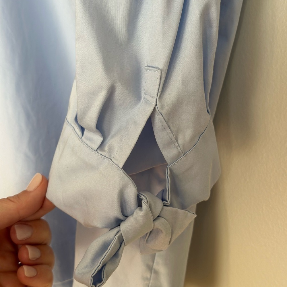 Tyler Boe Cali Top Blue Off Shoulder Cotton Size Small Adjustable Strap Bow slv - Picture 3 of 12